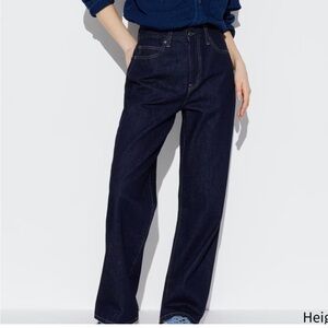 Uniqlo Wide Straight Dark Navy Denim Jeans